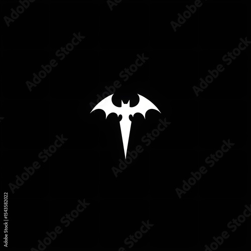 Minimalist Vampire Icon Logo on Gothic Black Background