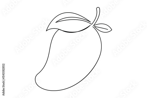 Mango icon continuous one line drawing in minimalist style isolated outline illustration