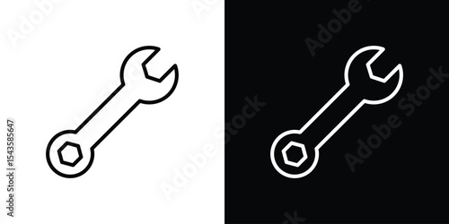Wrench icon filled flat sign concept for web design.
