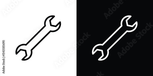 Wrench icon filled flat sign concept for web design.