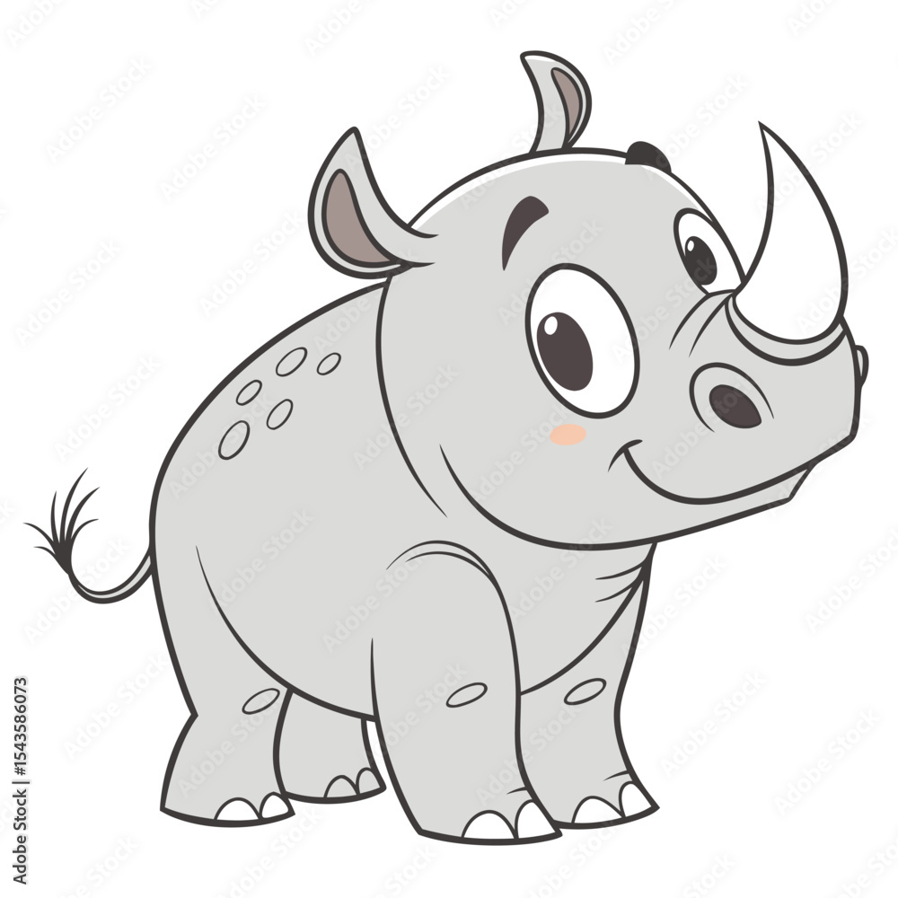 Fototapeta premium Cute cartoon rhinoceros illustration for kids design projects and educational material