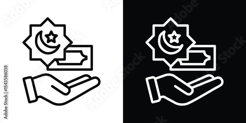Zakat with money gift icon filled flat sign concept for web design.