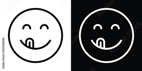 Yummy smile emoji icon filled flat sign concept for web design.