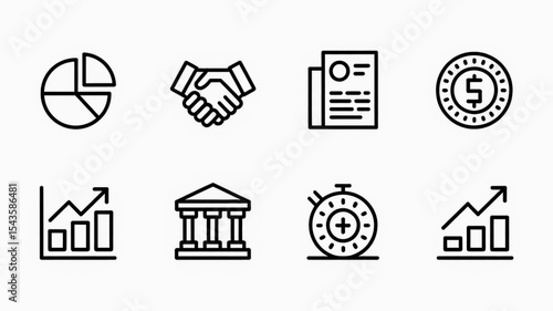 Finance and business icons set vector illustration for investment growth and success analysis data