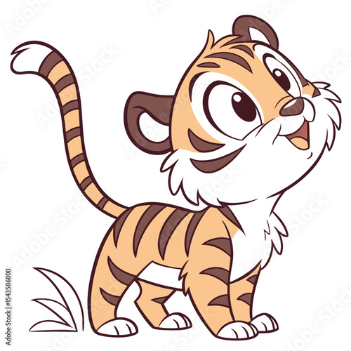 Cute cartoon tiger cub vector illustration playful animal mascot design
