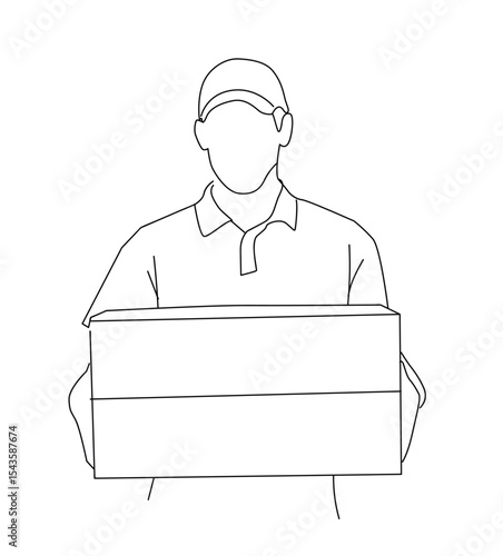 male courier. delivery man with box.