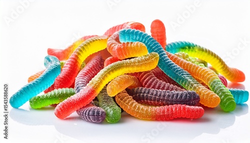 Wallpaper Mural colorful pile of rainbow sour gummy worms isolated on white background Torontodigital.ca