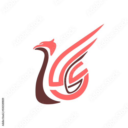 vector icon and logo of an abstract flaying  bird red 