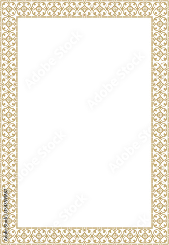Vector square gold ancient Russian ornament. Slavic rectangle, border, frame. Painting of the royal chambers.
