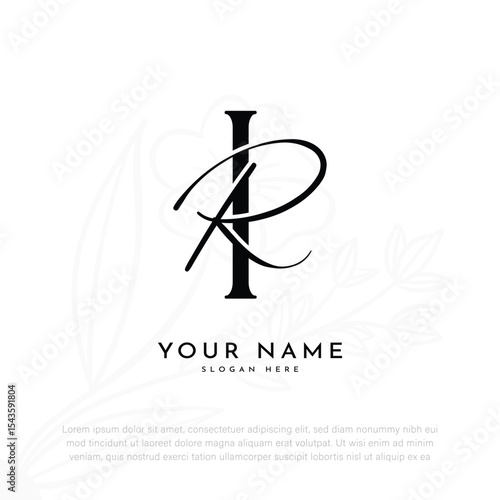 IR RI initial letter handwriting wedding logo design