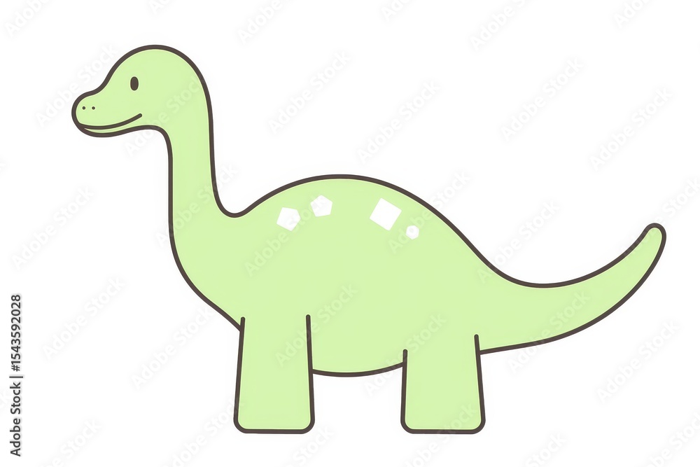 Cute simple vector line art of a Brachiosaurus dinosaur with thick black outline in minimalist kids’ coloring book style on white background Cute simple vector line art of a Brachiosaurus dinosaur with thick black outline in minimalist kids’ coloring book style on white background