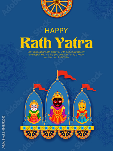 chariot of Lord Jagannath, Balabhadra and Subhadra on annual Rathayatra in Odisha festival background