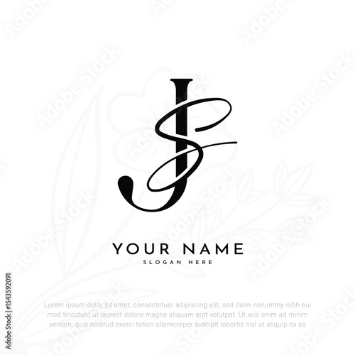 JS SJ initial letter handwriting wedding logo design