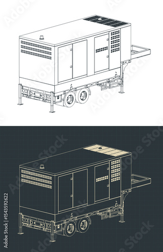 Diesel generator trailer isometric drawings
