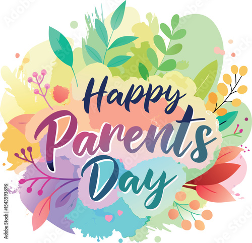 Happy Parents Day Watercolor Floral Illustration