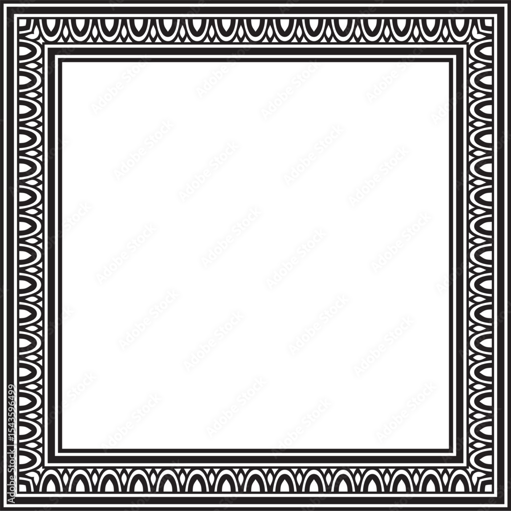 Classic greek black monochrome square ornament. Vector pattern, ancient hellenic rectangle. European border.
Classic greek black monochrome square ornament. Vector pattern, ancient hellenic rectangle. European border.