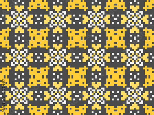 Cross stitch pattern concept showcasing traditional ethnic geometric pattern, Design for textile, background,carpet,wallpaper,clothing,wrapping,Batik,fabric,Vector illustration	
