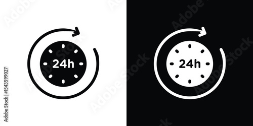 24 Hrs icon collection. line stroke icon. EPS 10