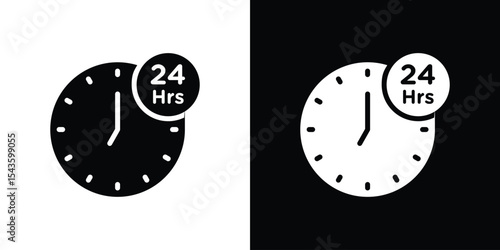 24 Hrs icon collection. line stroke icon. EPS 10