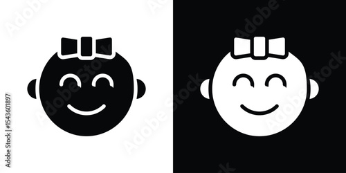 Baby girl face icon collection. line stroke icon. EPS 10