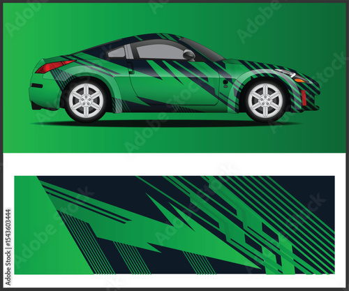 Green and Black Abstract Car Wrap Design Template