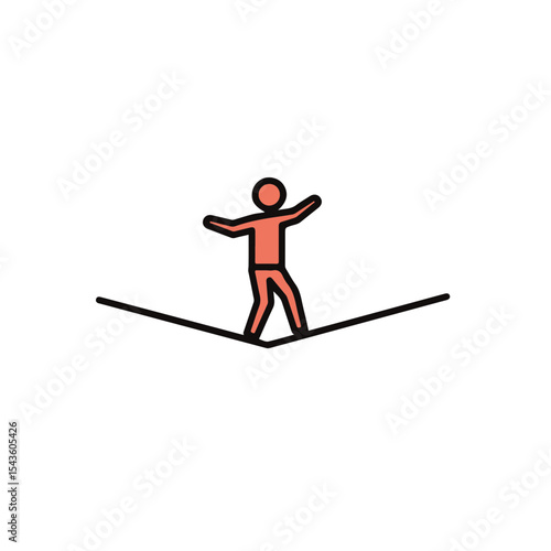A simple illustration depicting a person carefully balancing on a tightrope.