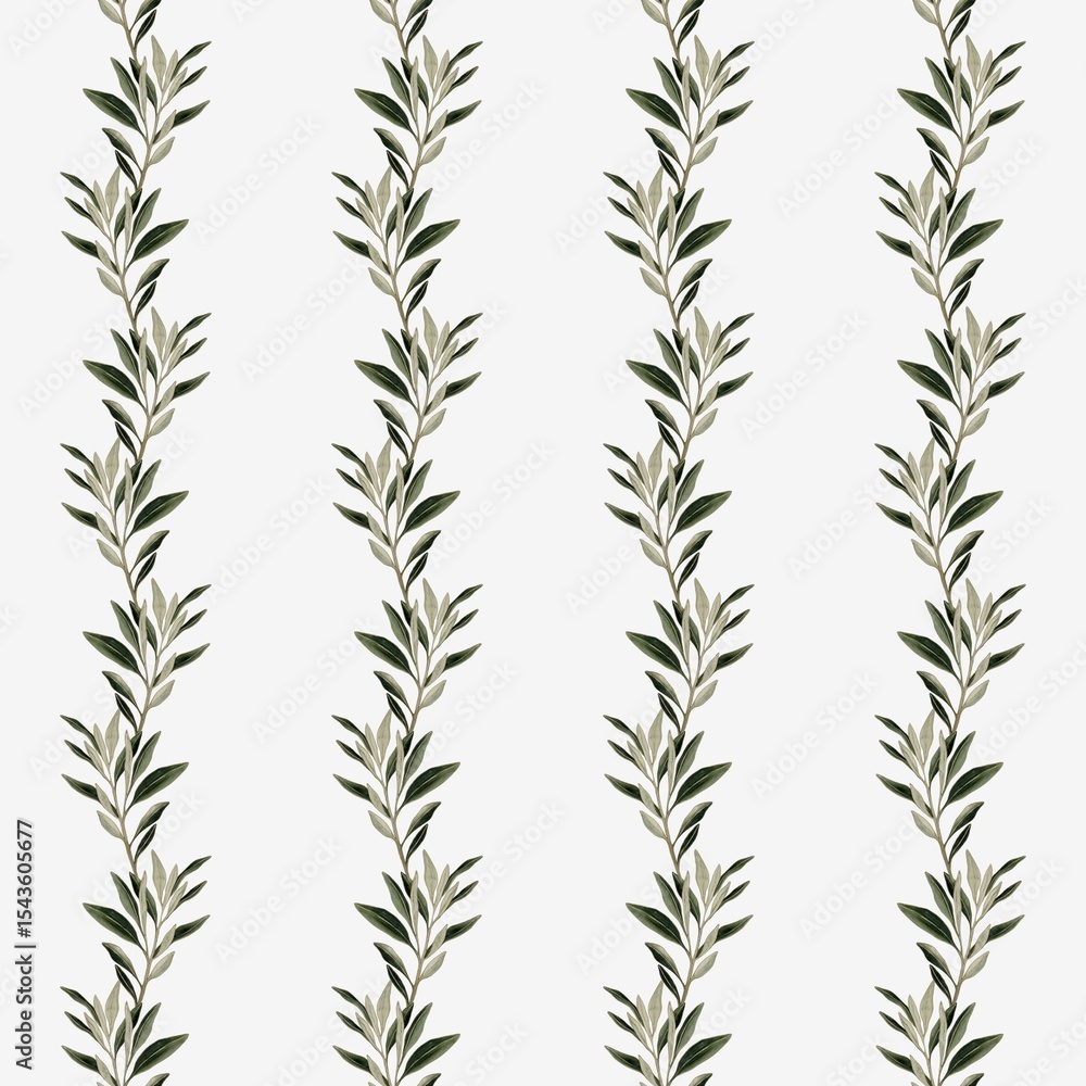 Fototapeta premium Watercolor olive leaf pattern design for fabric and packaging applications