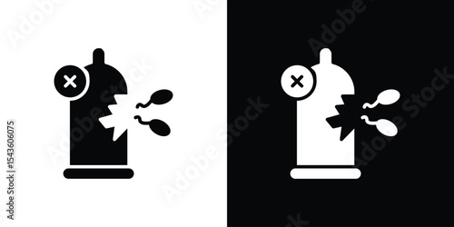 Broken condom icon collection. line stroke icon. EPS 10