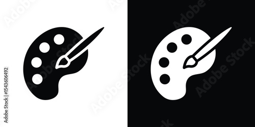 Brush and Palette icon collection. line stroke icon. EPS 10