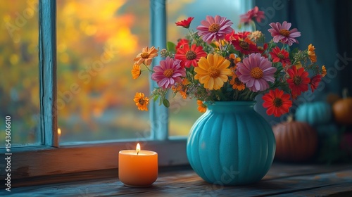 Wallpaper Mural Autumn bouquet by window Torontodigital.ca