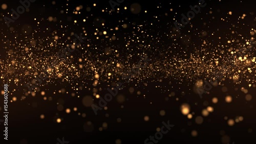 Luxurious modern background with rising bright golden particles and beautiful bokeh. Animation footage with light leakage effect. 4K looped animation