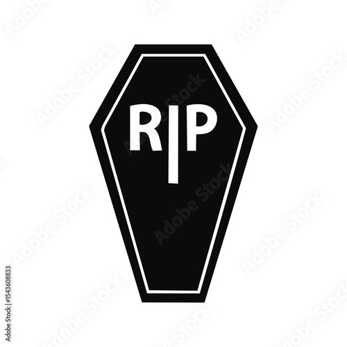Black coffin shaped rip icon halloween symbol