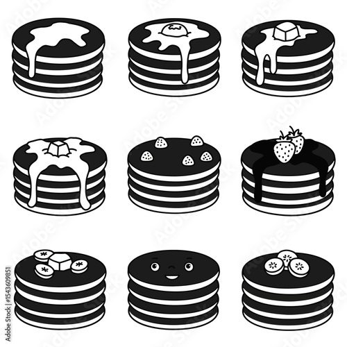 A Collection of Pancake Variations Depicting Different Toppings and Presentations for a Delicious and Customizable Breakfast Treat Option