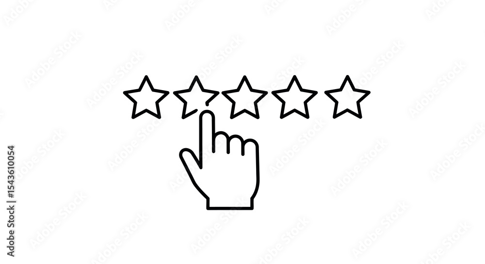 Hand pointing at five-star rating symbol vector illustration Hand pointing at five-star rating symbol vector illustration