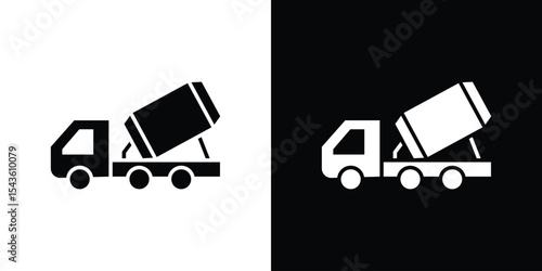 Cement truck icon collection. line stroke icon. EPS 10
