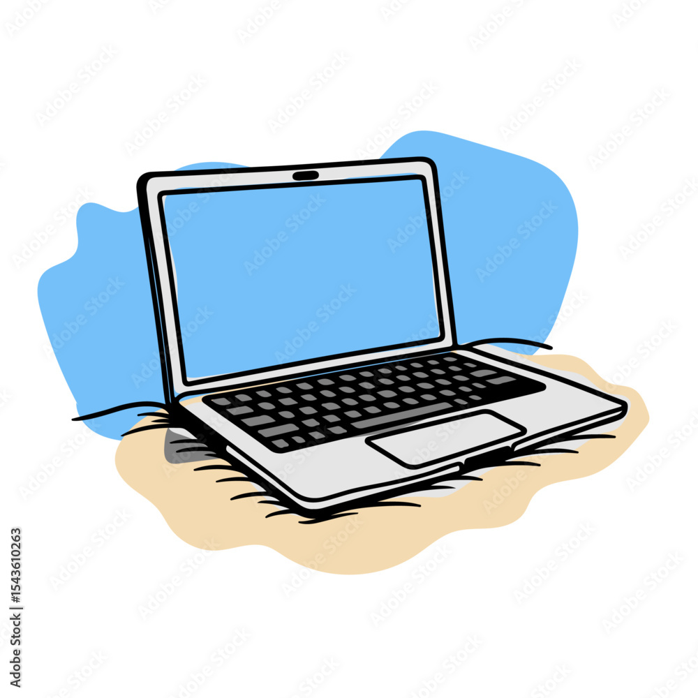 Fototapeta premium laptop hand drawn illustration on white background vector