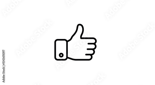 Black and white thumbs up icon for social media approval and communication vector illustration