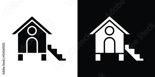 Chicken coop icon collection. line stroke icon. EPS 10