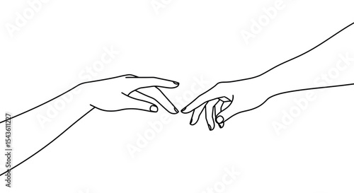 Continuous line drawing of two hands touching vector illustration