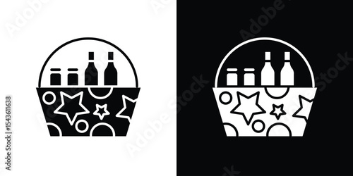 Christmas gift basket icon collection. line stroke icon. EPS 10