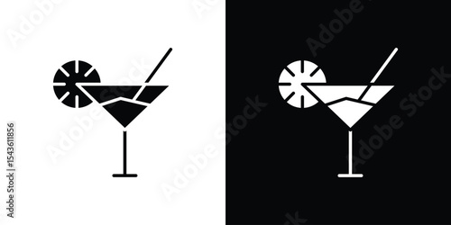 Citrus Martini glass icon collection. line stroke icon. EPS 10
