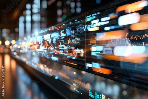 Wallpaper Mural Vibrant display of holographic data visualization showcasing resource management with dynamic elements and glowing lines Torontodigital.ca