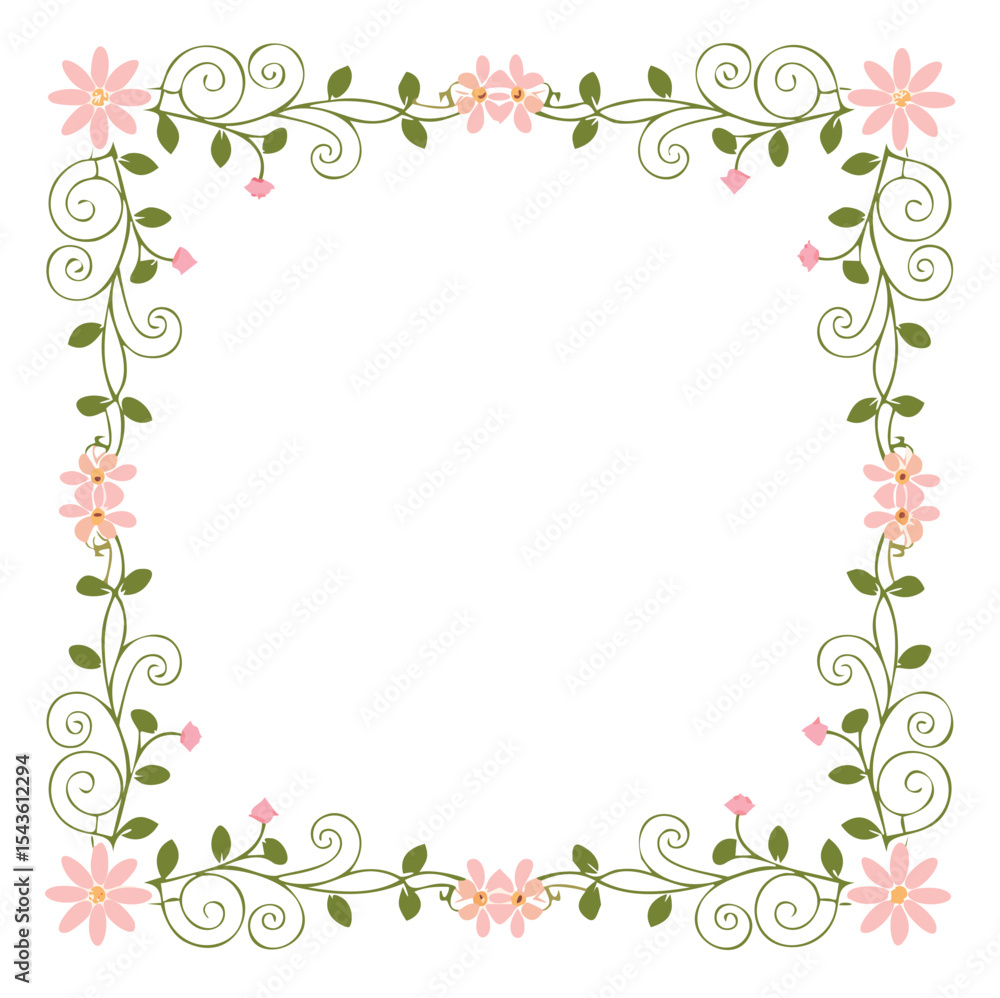 Delicate pink floral frame border design element Delicate pink floral frame border design element