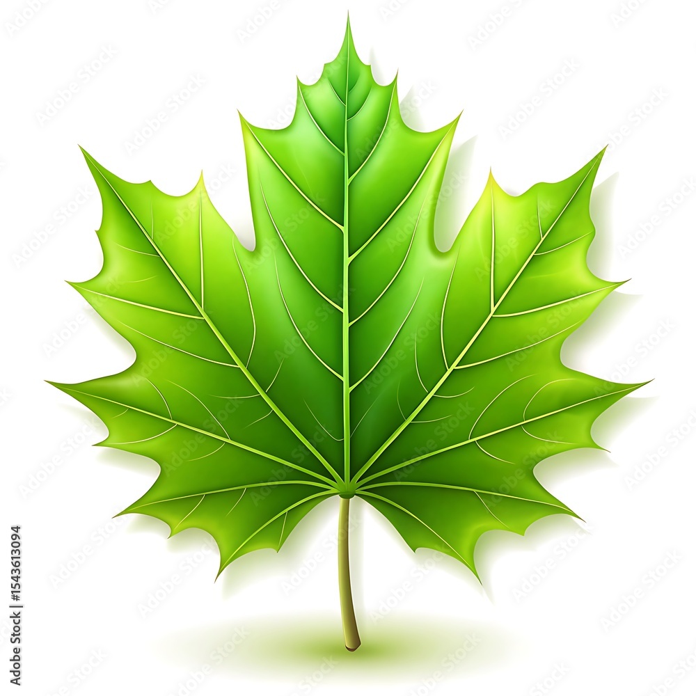 Fototapeta premium Green maple leaf isolated on white background