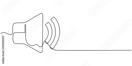 Continuous one line art drawing of speaker Sound volume linear icon, Sound volume speaker continuous one line drawing, Continuous one line drawing of horn speaker signs and symbol for announcement