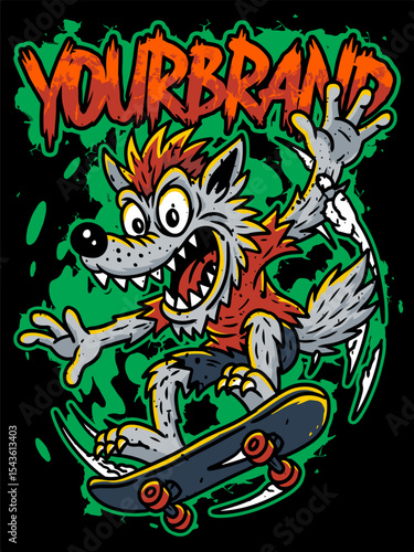 monster tshirt illustration drop dead band merch  werewolf skate skateboard extreme 