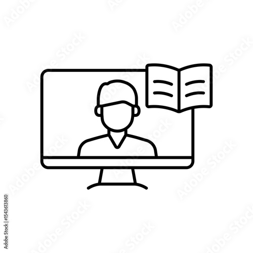 Online Class E-Learning Line Icon