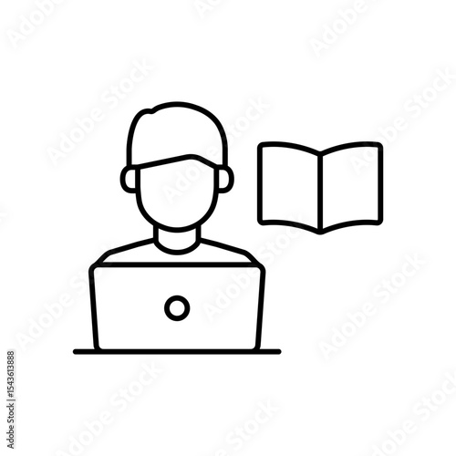 Online Study E-Learning Line Icon