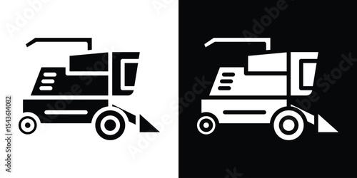 Combine harvester icon collection. line stroke icon. EPS 10