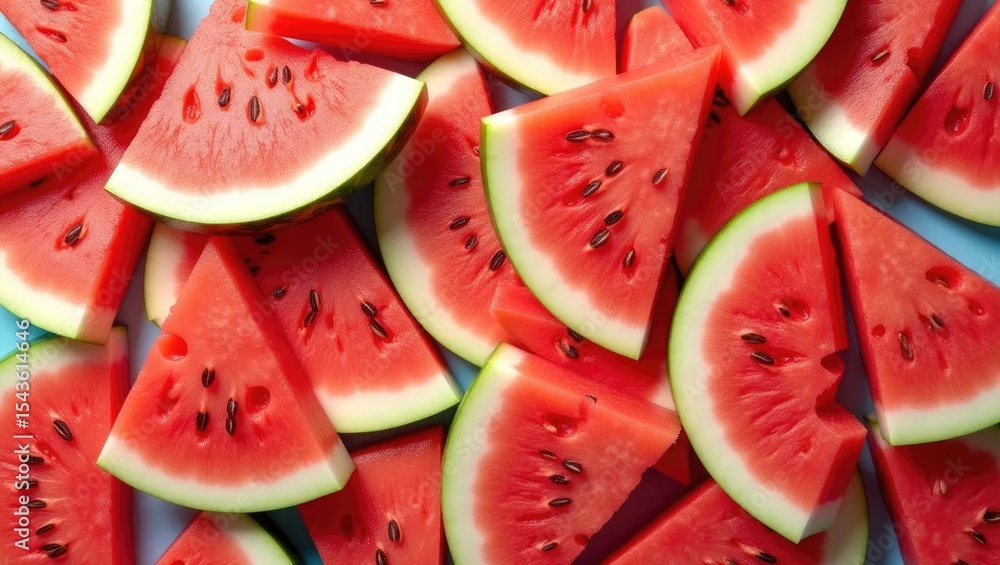 Fresh Watermelon Slices Pattern on Colorful Backgrounds Fresh Watermelon Slices Pattern on Colorful Backgrounds